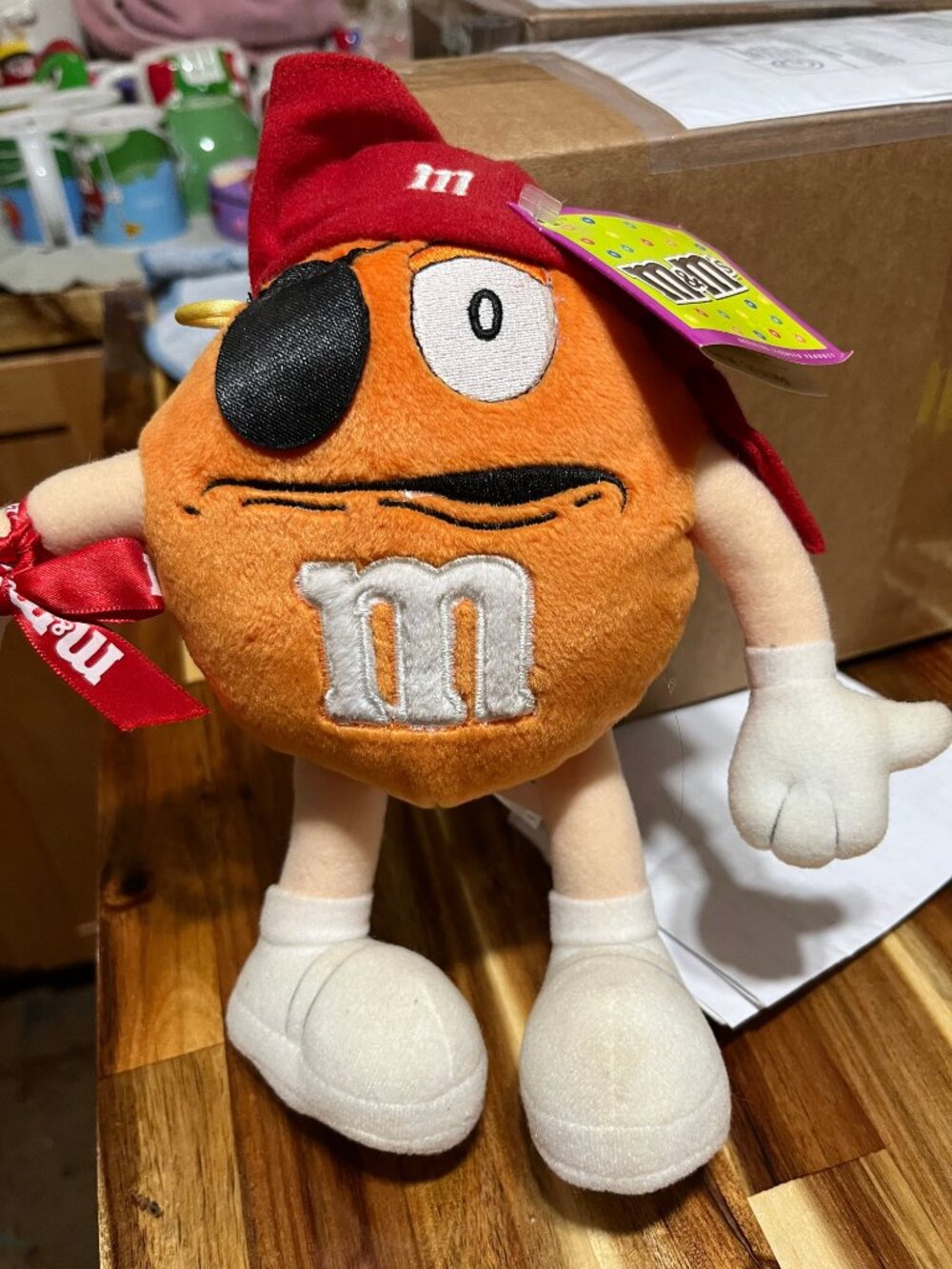 M&M's Orange Plush Toy 7.5 Inch Pirate Bandana Soft Candy Mascot/Halloween